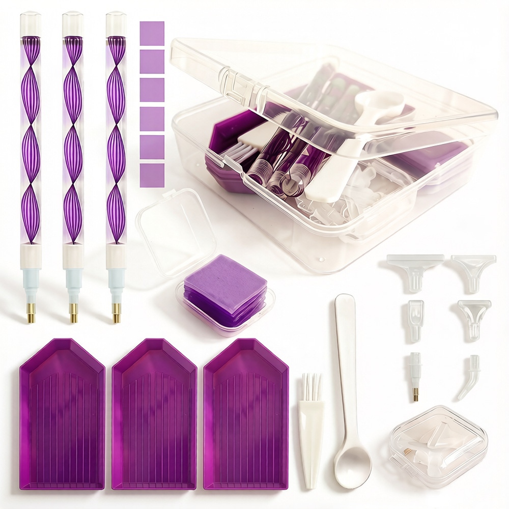 Embroidery Ideas - DIY Diamantmalerei Werkzeugset 4-Farben-Aufbewahrungsbox mit Tablett