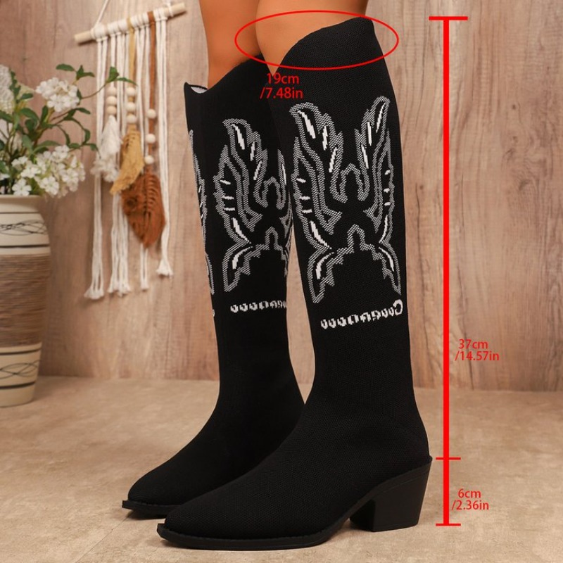 Embroidery Canvas - 2026 Neue Retro-Stickerei Western-Stiefel mit Niedrigem