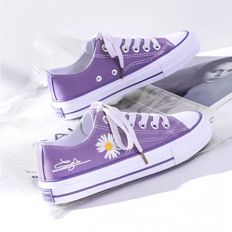 Embroidery Canvas - Chrysanthemen-Stickerei Damen Canvas-Schuhe Herbst Neue Koreanische