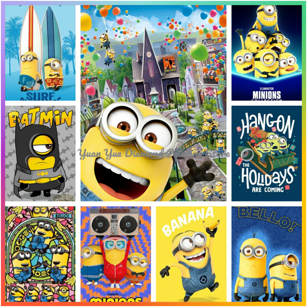 Embroidery Ideas - 1 Stück rahmenloses Diamant-Gemälde „Cute-M-Minions Cartoon