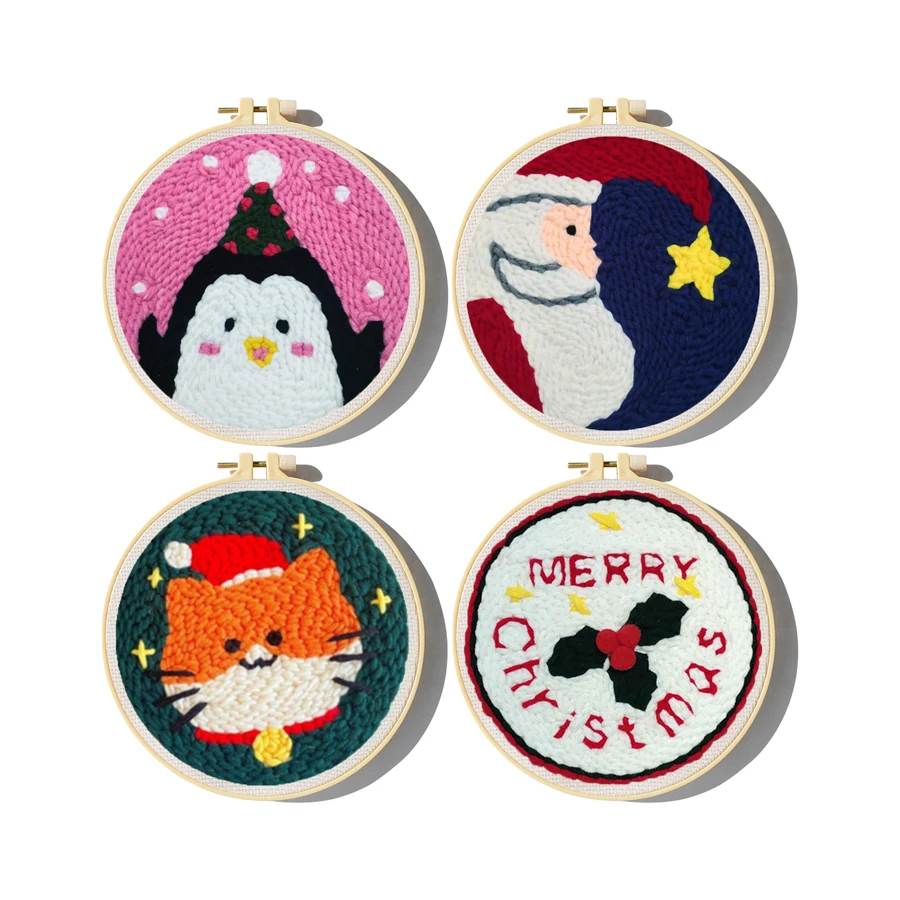 Embroidery Xmas Kits - Weihnachten Punch Nadel Stickerei Kit mit