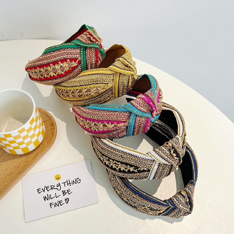 Embroidery Knot - Frauen Mädchen Vintage Böhmische Stickerei Gold