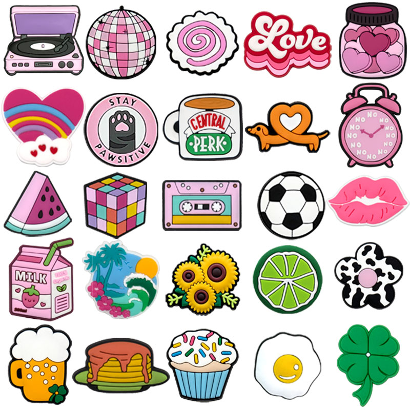 Embroidery Lips - 1/25 Stück Y2K Pink Aesthetic Schuh-Charms