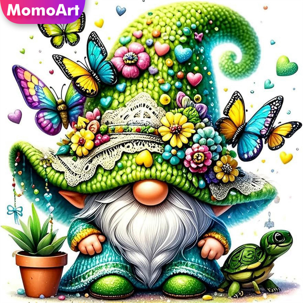 Embroidery Unique Design - Momoart Kreuzstich-Set mit Zwergenporträt-Design, Bedruckte Leinwand-Stickerei,