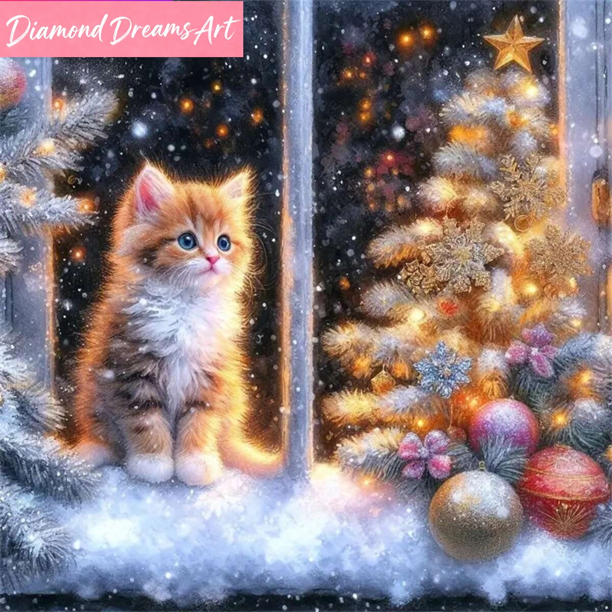 Embroidery Cat - Diamantmalerei, Katze, Tier, komplett, quadratisch, rund,