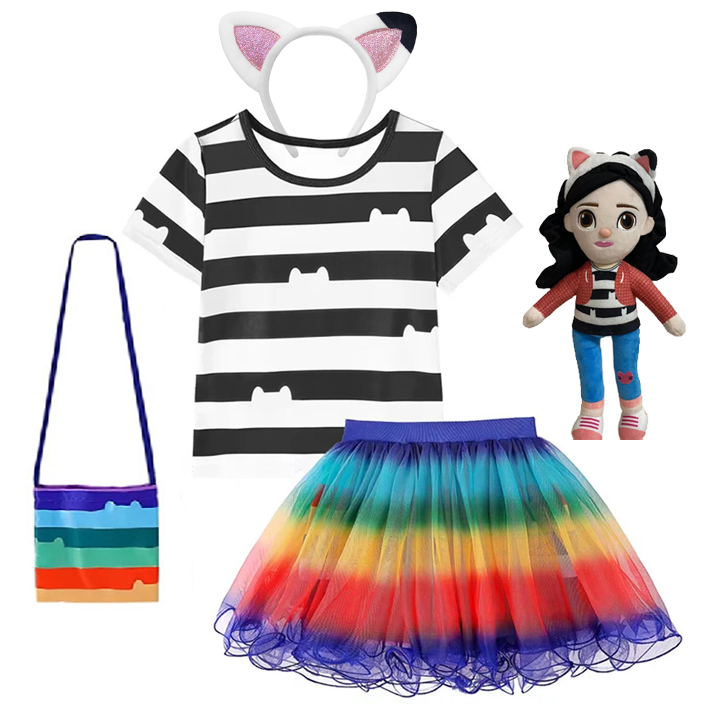 Embroidery Cat - Kinderrock-Sets Gabby Doll Mädchen Partykleidung Gabby