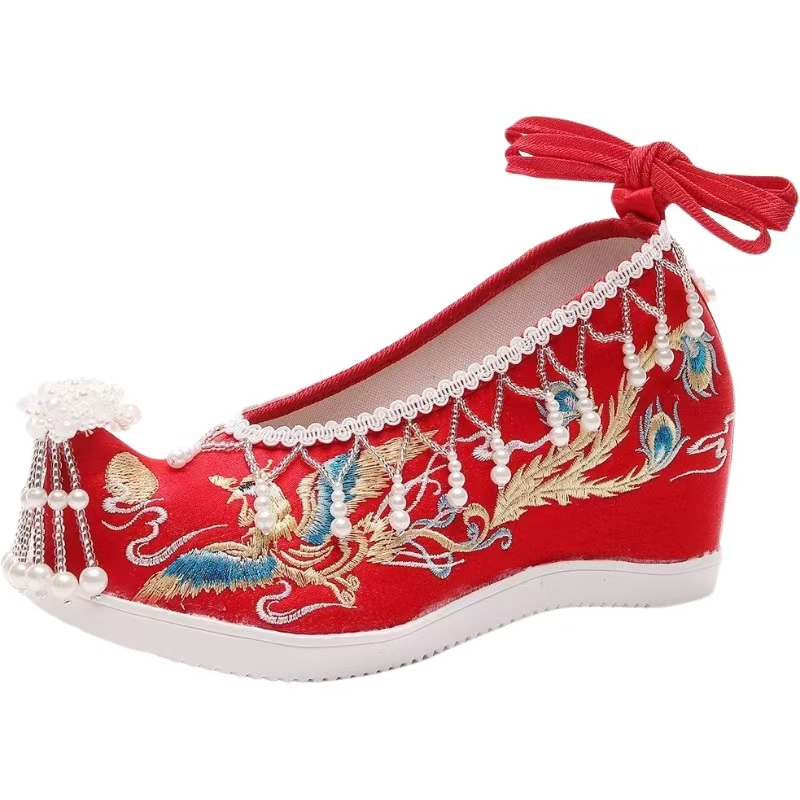 Embroidery Canvas - Frauen Neue Rote Gestickte Hochzeit Schuhe