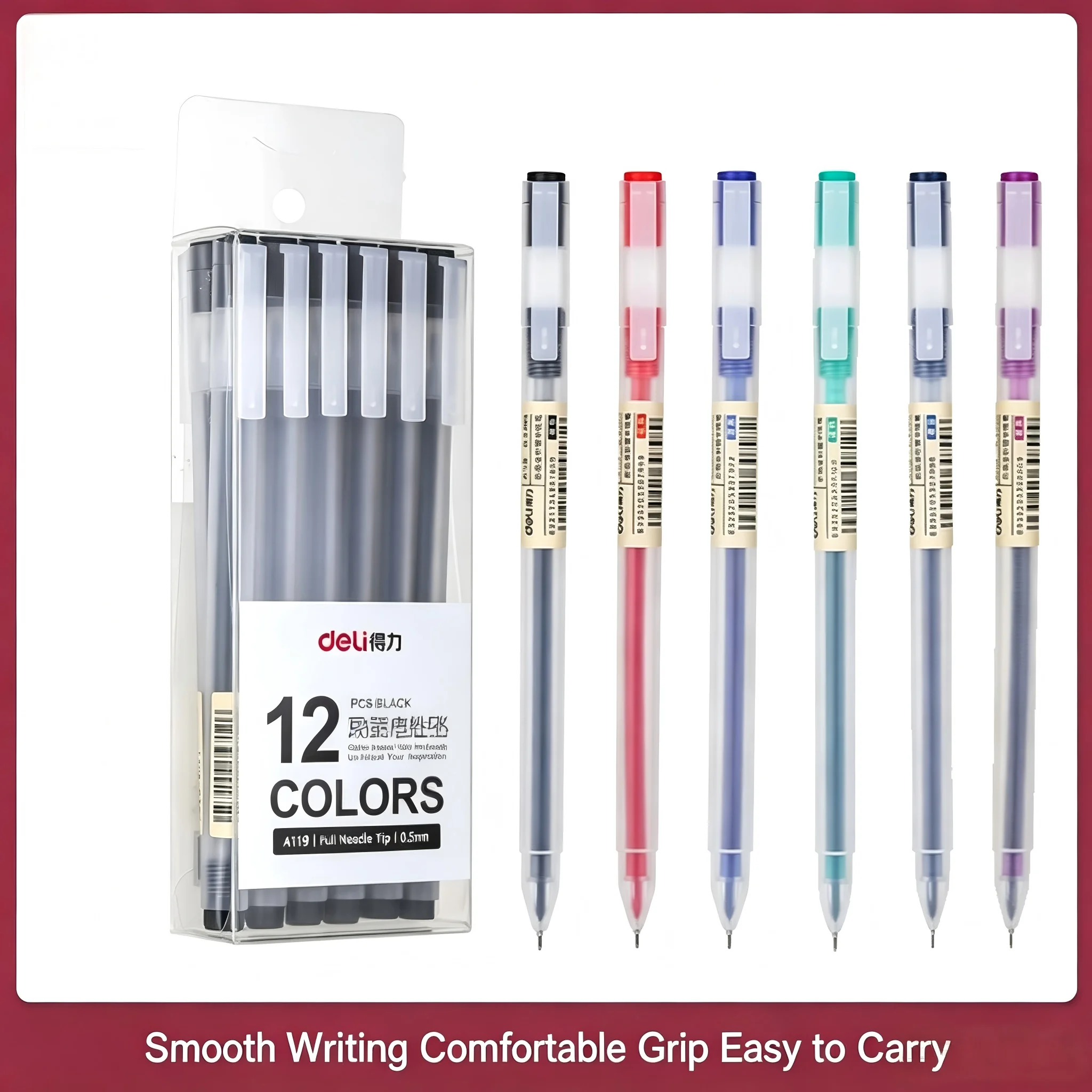Muji Stationery Gel Pen - A119 Schwarze Gelstifte 0,5mm Vollnadelspitze, 6/12