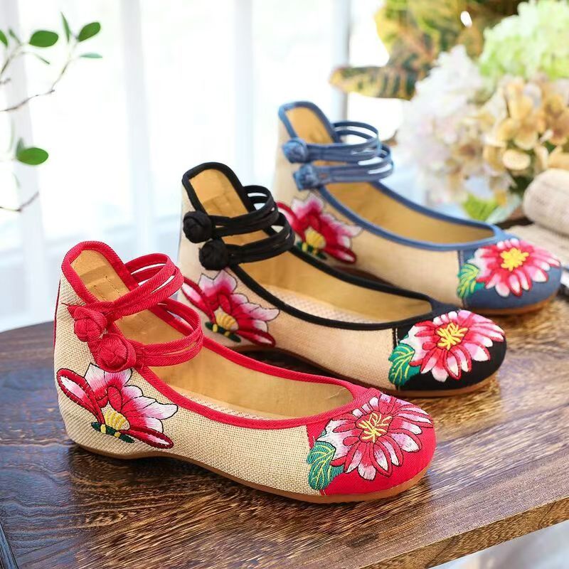 Embroidery Canvas - Damen Keilabsatz-Schuhe mit Stickerei, Frühling/Sommer, Neuer