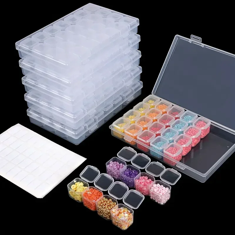 Embroidery Ideas - 28-Fächer Aufbewahrungsbox für Diamantmalerei-Werkzeuge, Behälter für