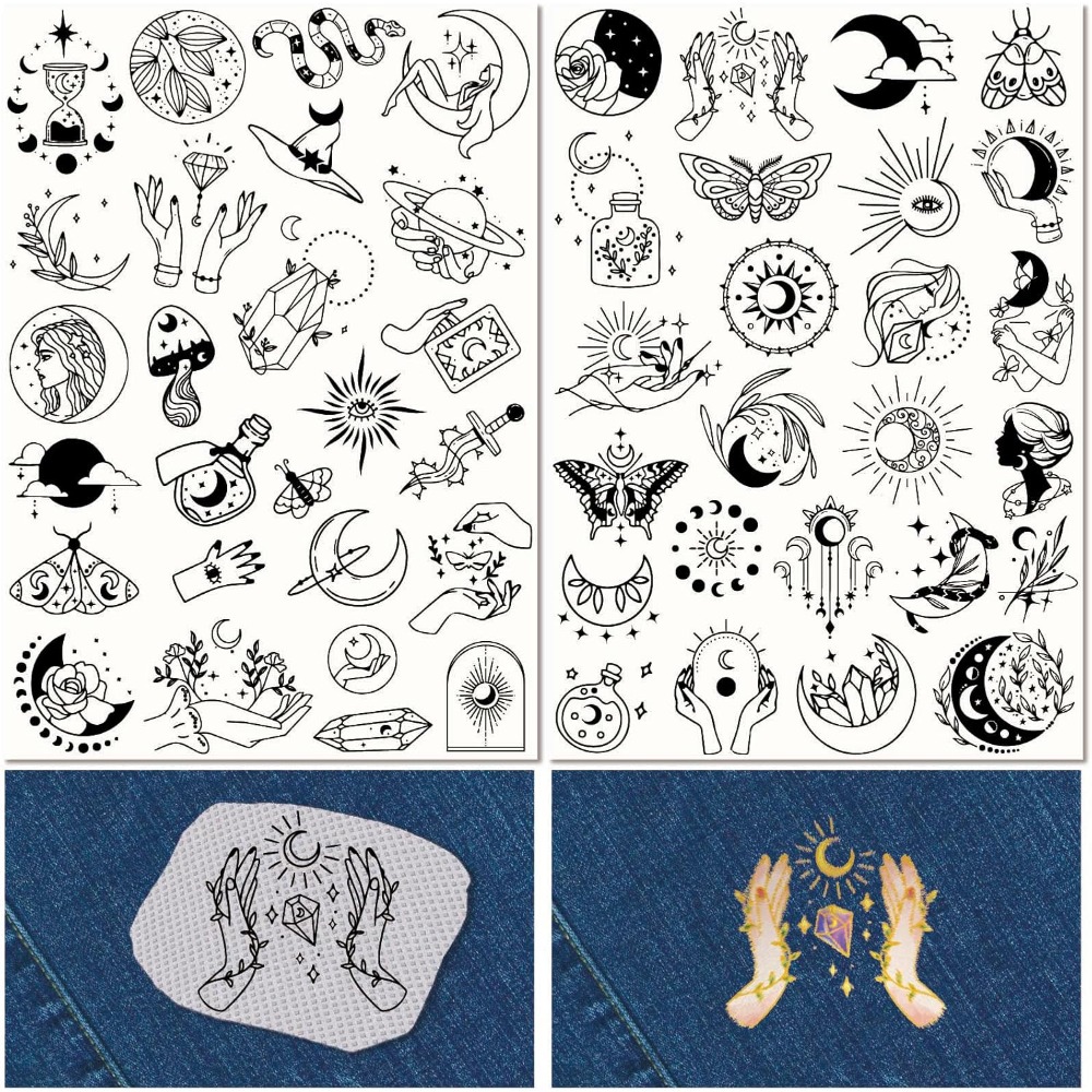 Embroidery Ideas - 51 Stück Boho Mond Sonne wasserlösliche