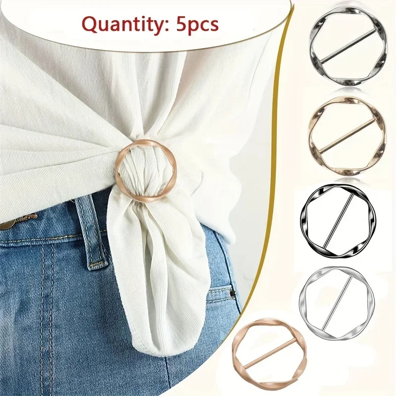 Embroidery Knot - 5er-Set modische runde Metall-Clip-Schnallen für Schals,