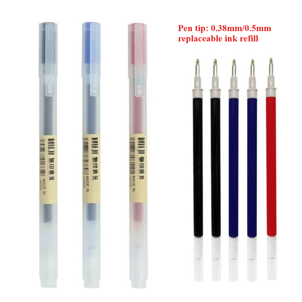 Muji Stationery Gel Pen - 0,38/0,5mm Tintennachfüllungen Stiftgriff MUJI Gelstift-Set Schreibwaren