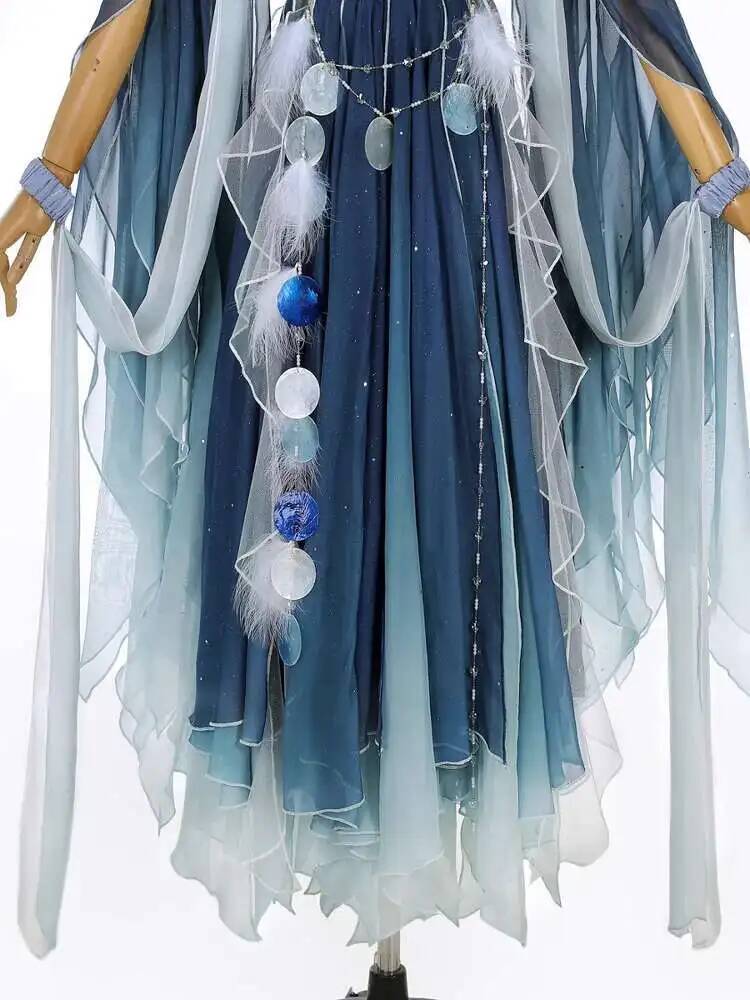 Exotisches blaues Kleid mit au – Embroidery Style Bewertung und Preis