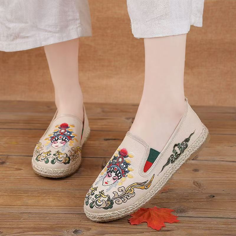 Damen-Stoffschuhe mit flacher  – Embroidery Style Bewertung und Preis