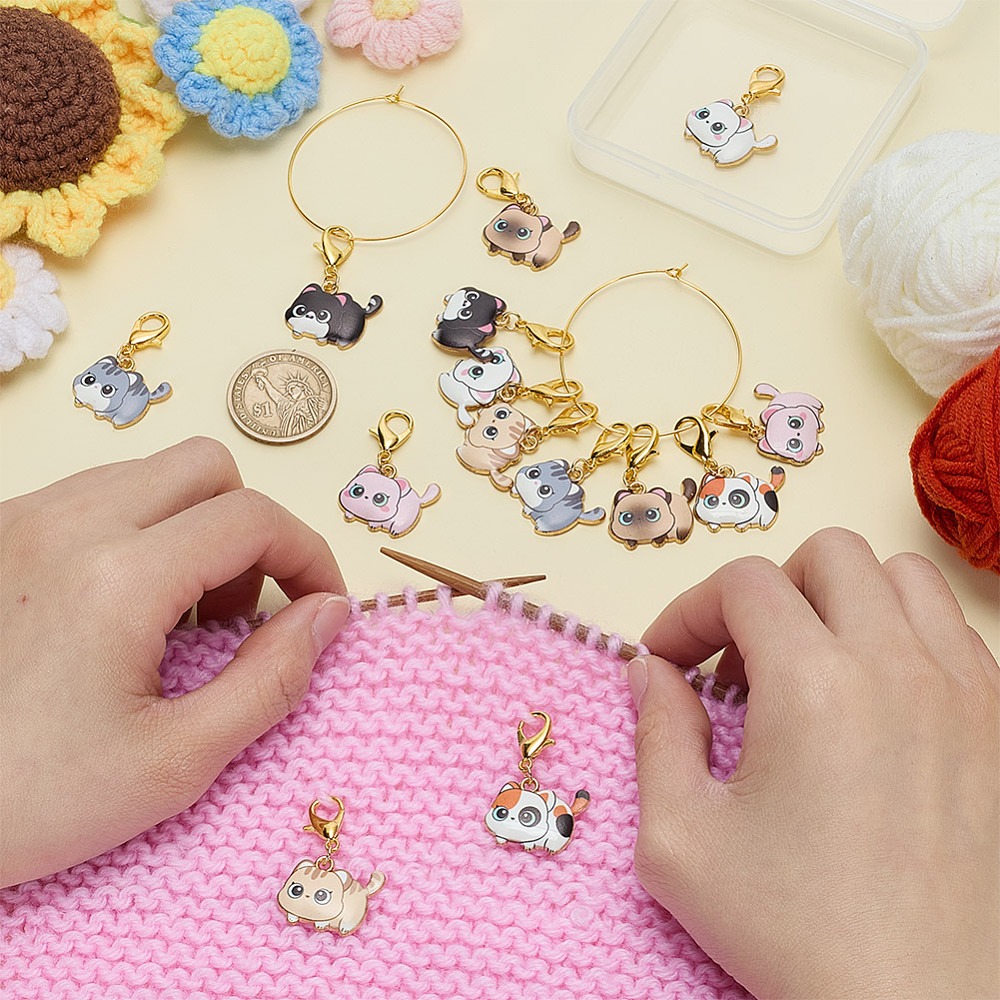 14 Stück, 7 Stile, Katzen-Anhä – Embroidery Cat Bewertung und Preis