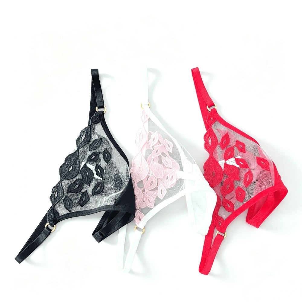 Bequeme Low-Waist-Lippen-Thong – Embroidery Lips Bewertung und Preis