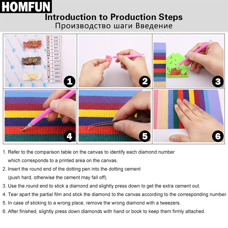 Homfun ab voller Diamant Stick – Embroidery Roll Pattern Bewertung und Preis