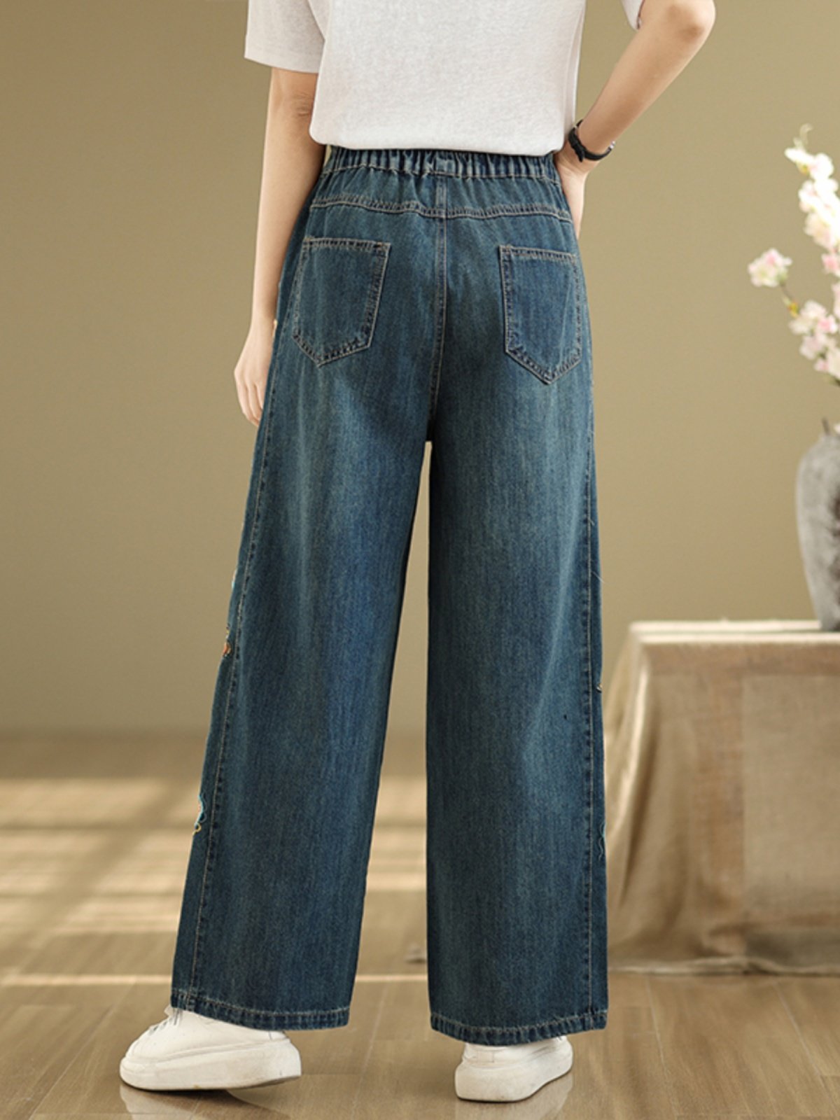 Blumenstickerei Damen-Jeans Gu – Embroidery Unique Design Bewertung und Preis