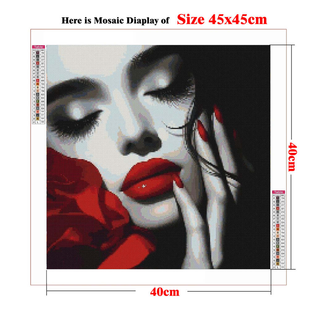Mädchen Schwarz Weiß Kunst Rot – Embroidery Lips Bewertung und Preis