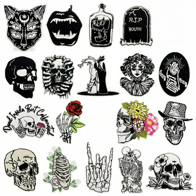 Schwarze Punk-Terror-Totenkopf – Embroidery On Black Shirt Bewertung und Preis