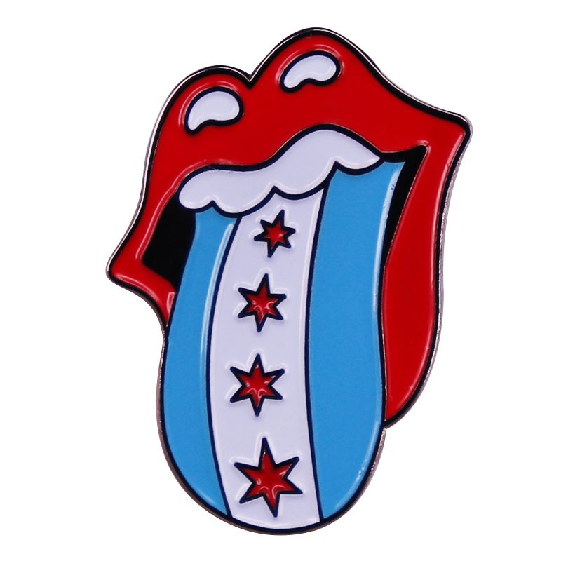 Chicago Flagge Emaille Pin Mus – Embroidery Lips Bewertung und Preis