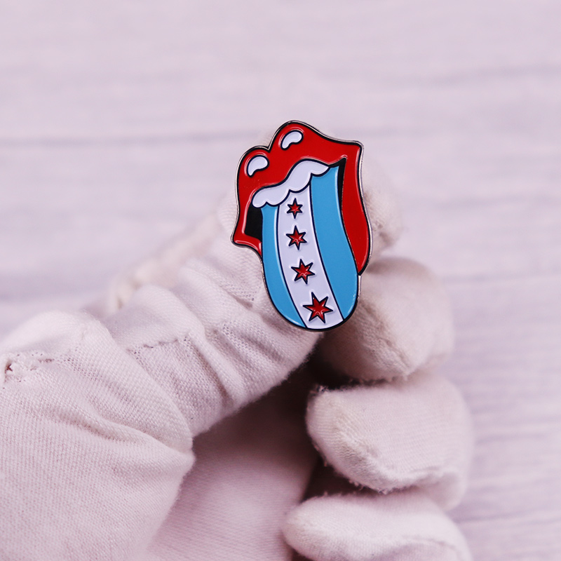 Chicago Flagge Emaille Pin Mus – Embroidery Lips Bewertung und Preis