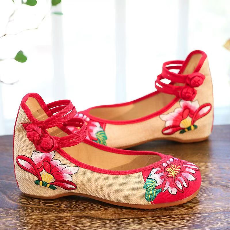 Damen Keilabsatz-Schuhe mit St – Embroidery Canvas Bewertung und Preis