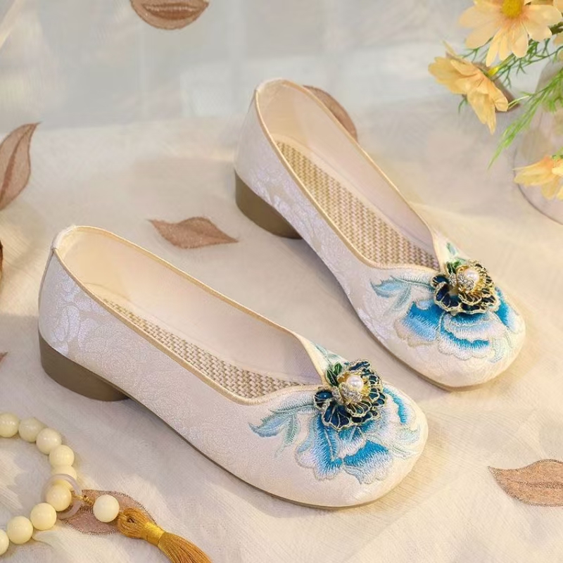 Damen-Schuhe mit niedrigem Abs – Embroidery Canvas Bewertung und Preis