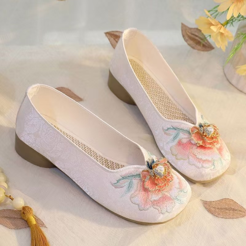 Damen-Schuhe mit niedrigem Abs – Embroidery Canvas Bewertung und Preis